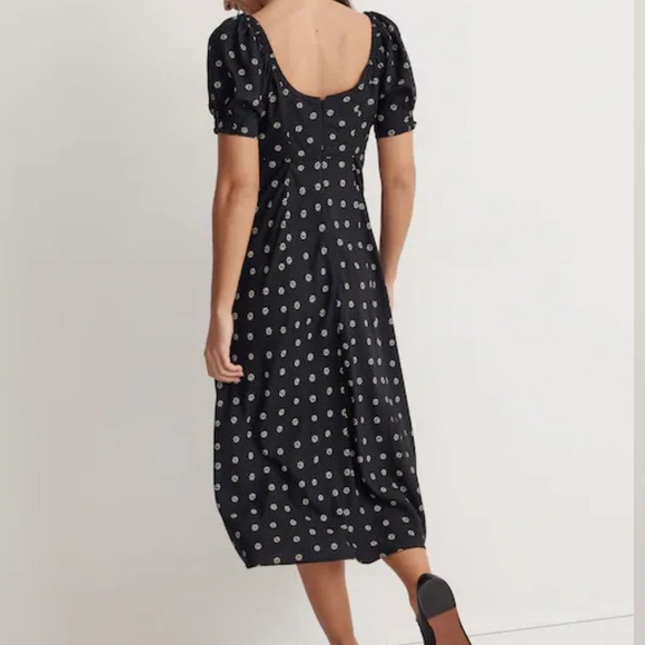 Madewell Sweetheart Puff Sleeved Midi Dress in Stardot Size 12 - Picture 2 of 10
